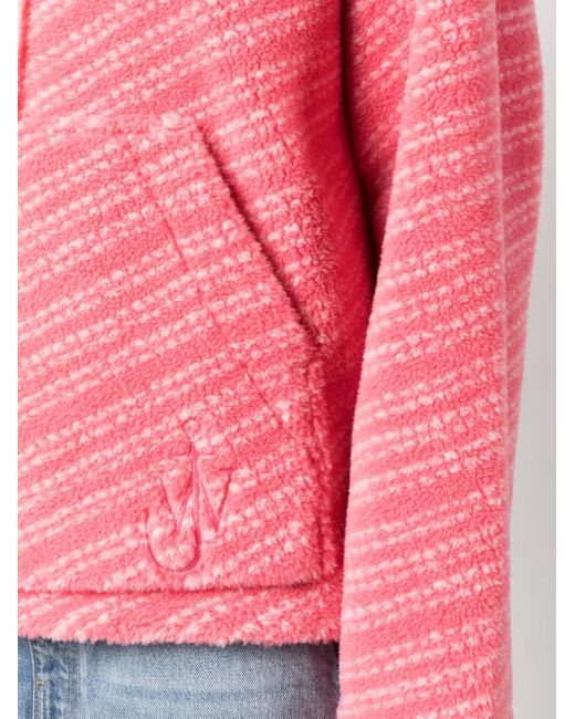 J.W. Anderson Pink Logo-Embroidered Fleece-Textured Hoodie