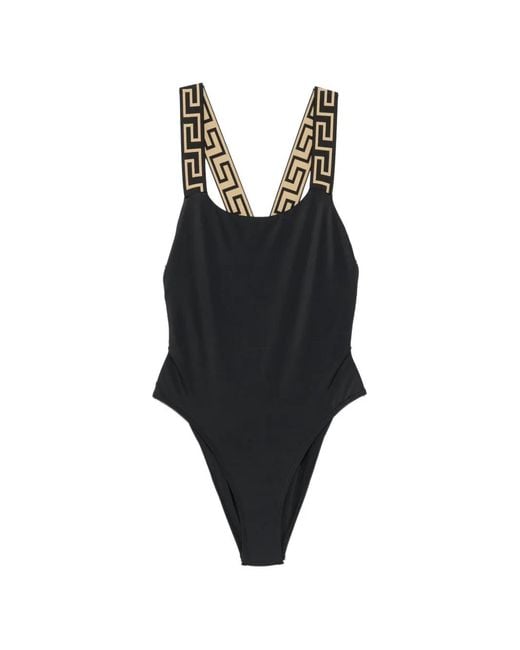 Versace Black Greca-Strap Swimsuit