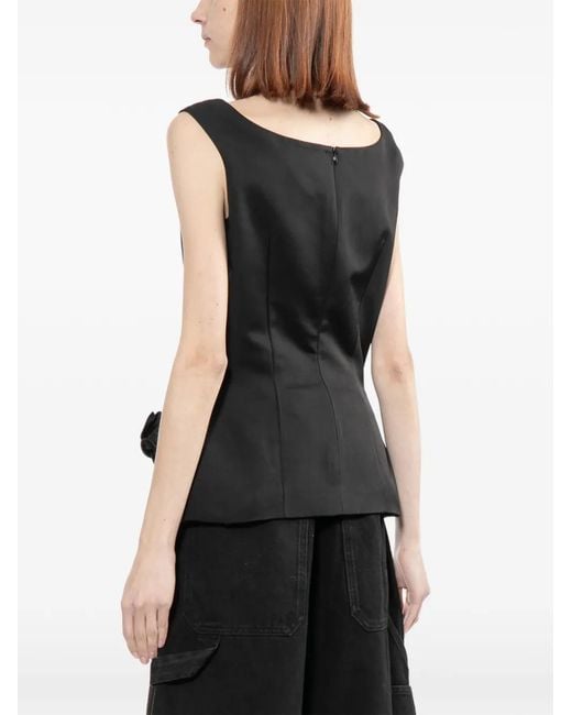 Magda Butrym Black Sculptural Floral Top