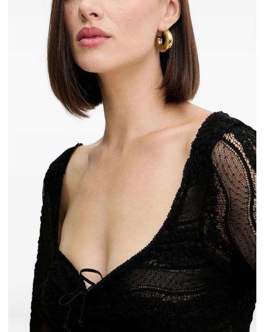 Charo Ruiz Black Bluse mit gerafften Details