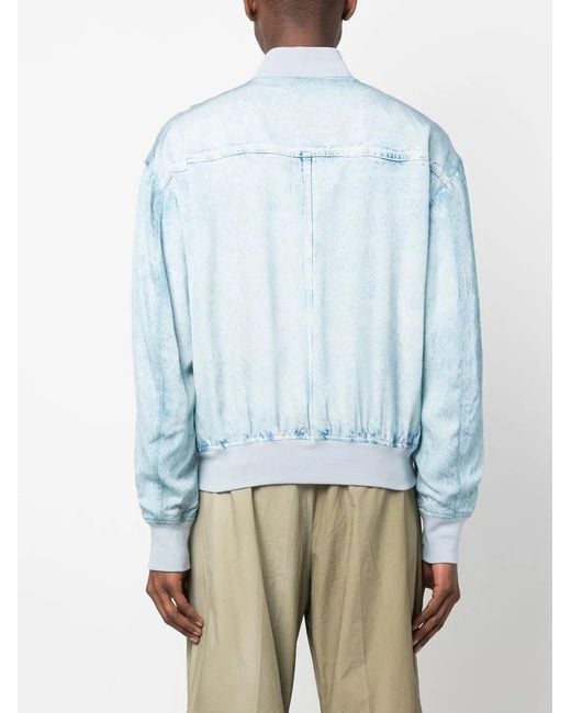 DIESEL Blue Band-Collar Bomber Jacket for men
