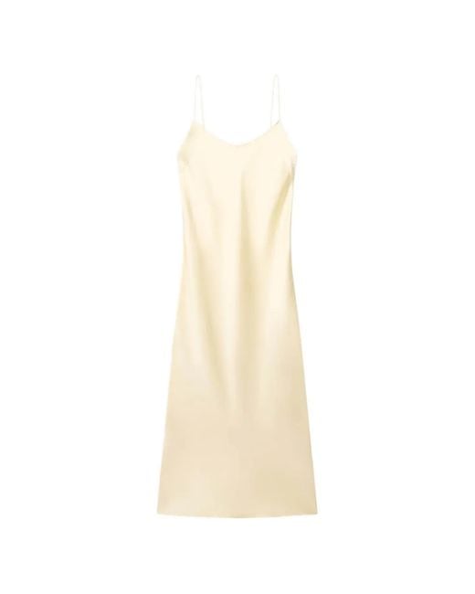 Another Tomorrow White Satin-Finish Spaghetti-Strap Maxi Dress