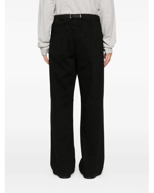 White Sand Black Belt Trousers for men