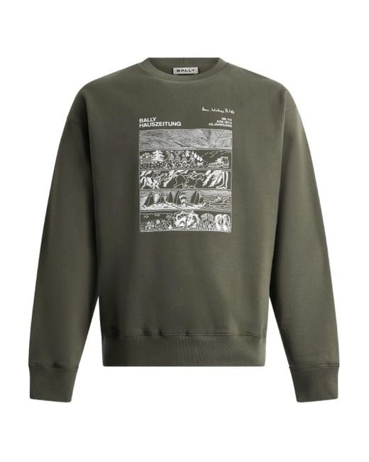 Bally Green Embroidered Graphic Sweatshirt for men