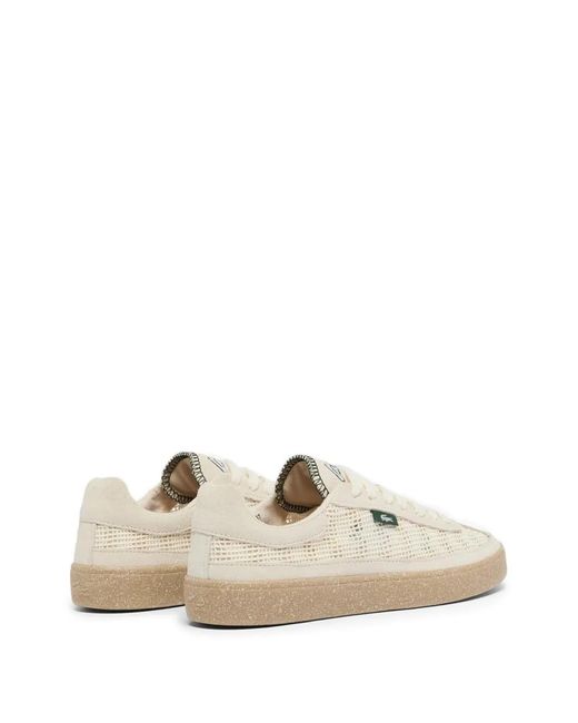 Lacoste White Mesh-Panel Sneakers