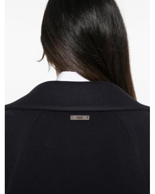 Peserico Black Double-Breasted Wool Coat