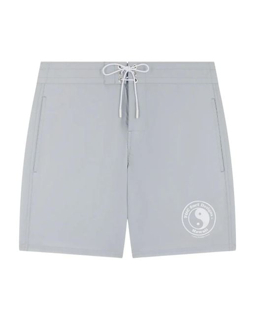 Fursac Gray Logo-Print Swim Shorts for men