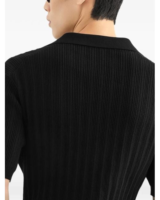 Dolce & Gabbana Black Cotton Serafino Polo Shirt for men