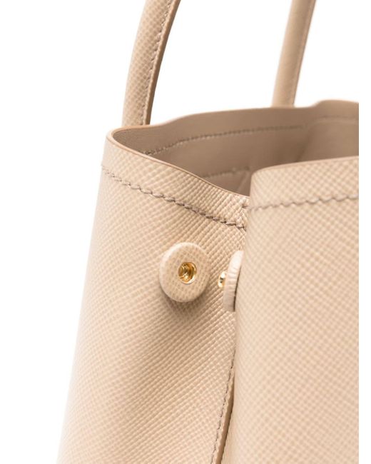 Mini sac à main Double en cuir Prada en coloris Natural