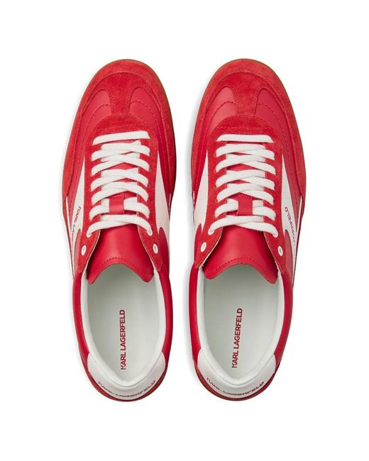 Karl Lagerfeld Red Kandidate Leather Sneakers