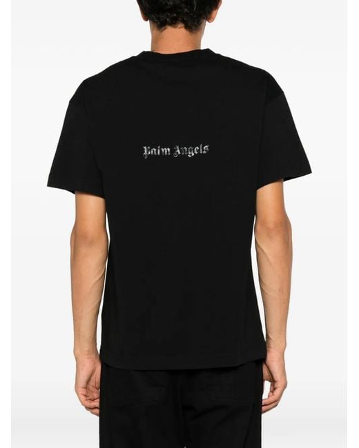 Palm Angels Black Life's A Beach Graphic-Print T-Shirt for men