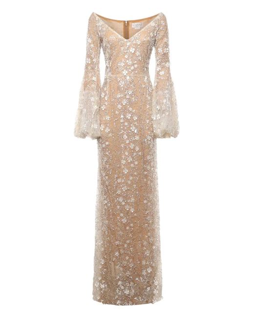 Genny Natural Flower-Embellishment Maxi Dress