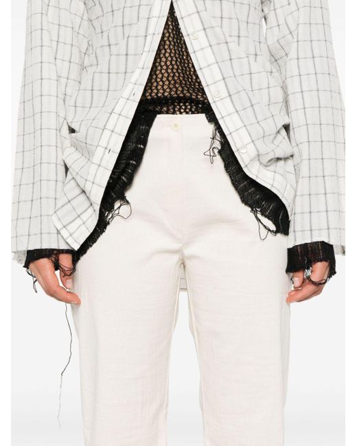 Pantaloni dritti Biker a vita alta di Our Legacy in White