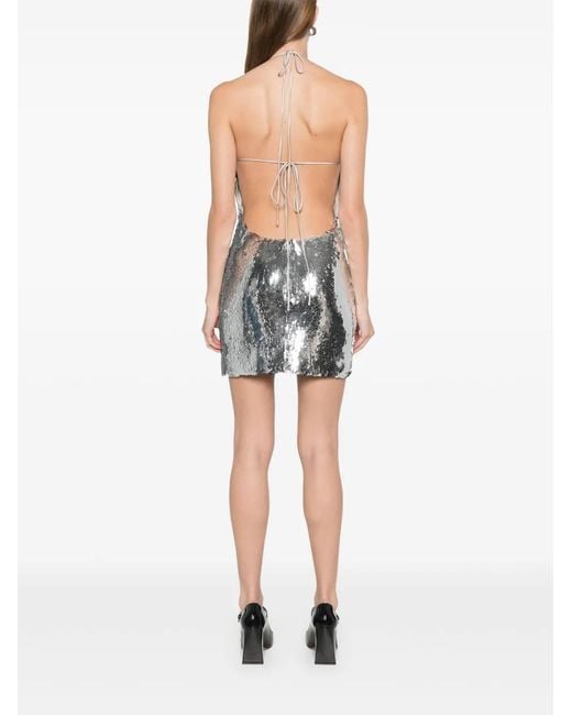 Magda Butrym White Sequinned Mini Dress