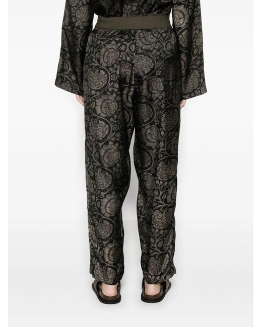 Uma Wang Gray Palmer Floral Trousers