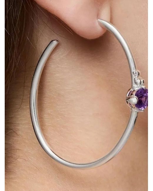 Tous White Amethyst-Embellished Hoop Earrings