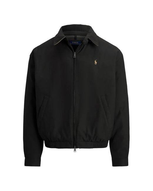 Polo Ralph Lauren Black Embroidered-Logo Shirt Jacket for men