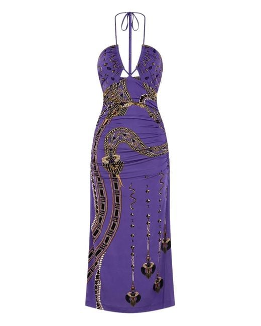 Camilla Purple Luxorland Lady Neckholder-Midikleid