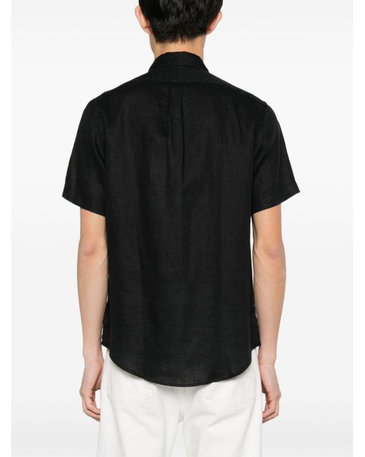 Polo Ralph Lauren Black Polo Pony-embroidered Linen Shirt for men
