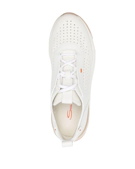Santoni Perforated-detail Leather Sneakers in White | Lyst