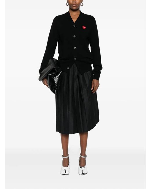 COMME DES GARÇONS PLAY Black Heart-Emblem Rhinestone-Embellishment Cardigan