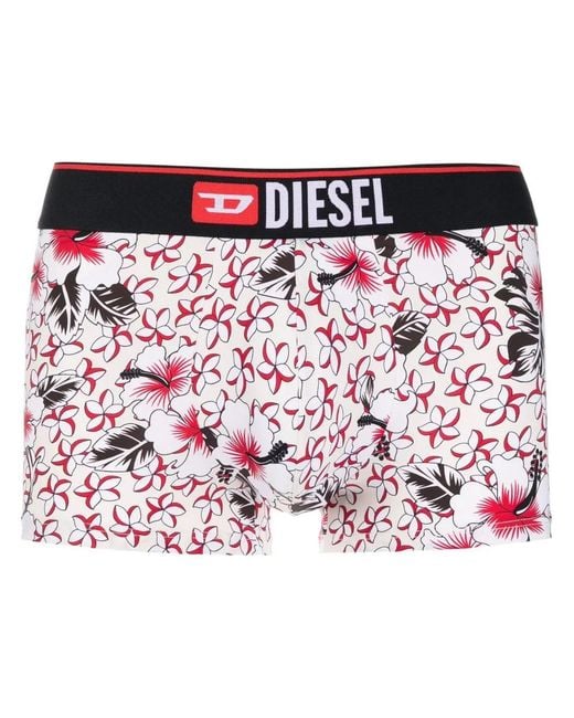 DIESEL Red Logo-Print Boxer Briefs for men