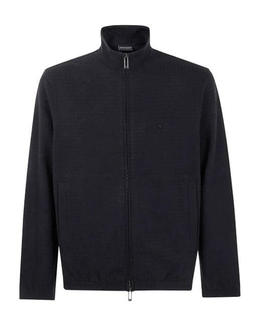 Emporio Armani Sweater Met Jacquard En Rits in het Blue voor heren