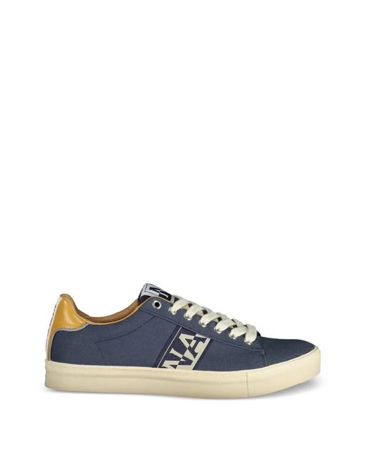 Napapijri Blue Logo-Print Canvas Sneakers for men