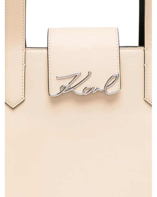 Karl Lagerfeld Natural Medium Signature Tote Bag