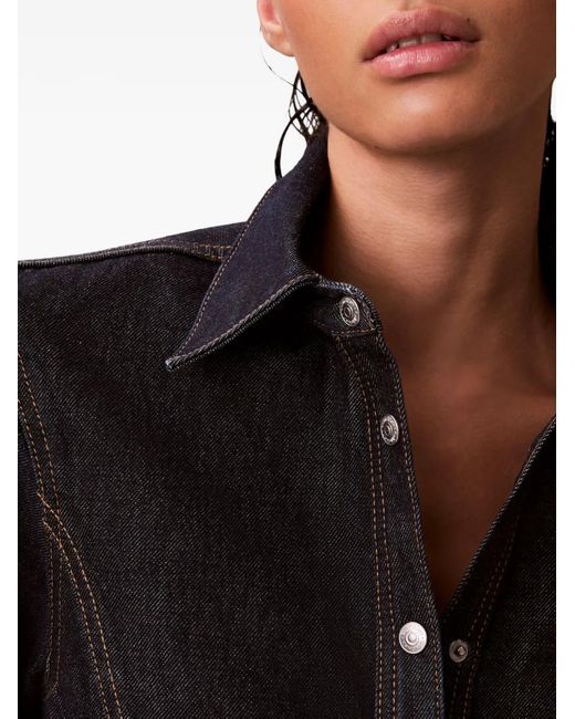 Calvin Klein Black Robe À Col Boutonné