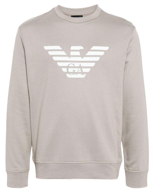 Emporio Armani Gray Logo-print Crew-neck Sweatshirt for men