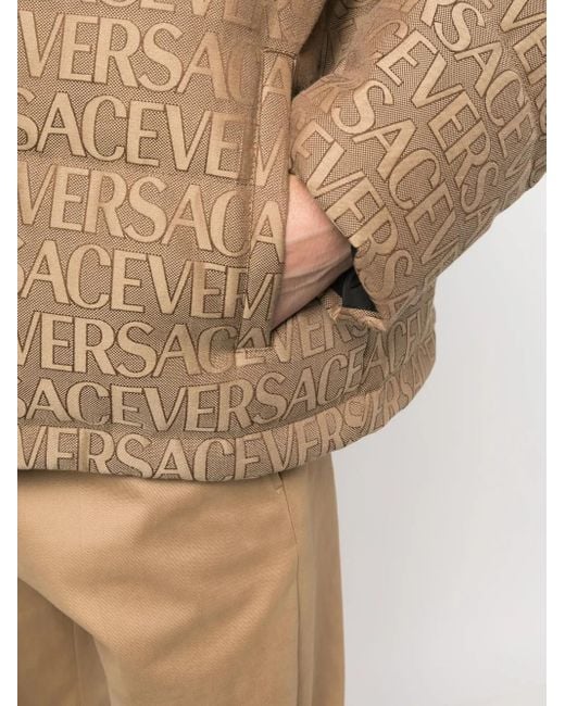 Versace Natural Jacquard Logo Pattern Down Jacket for men