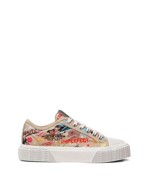 Marc Jacobs White The Punk Scribble Lace-Up Sneakers