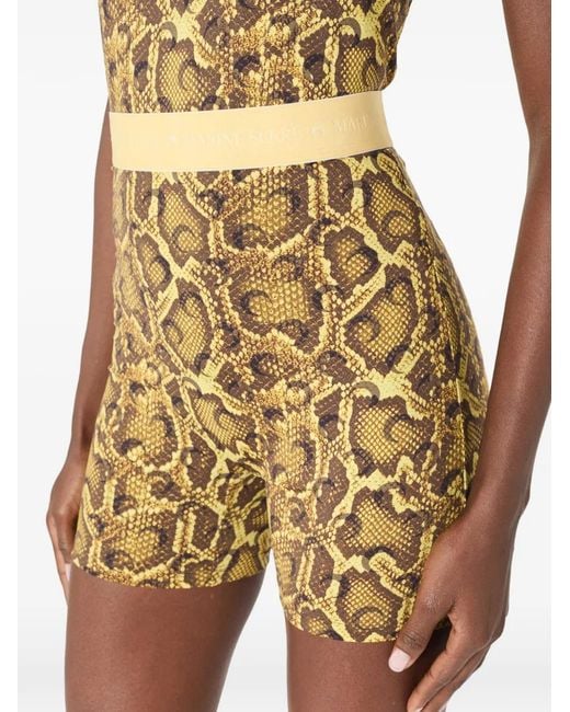 MARINE SERRE Yellow Printed Jersey Shorts