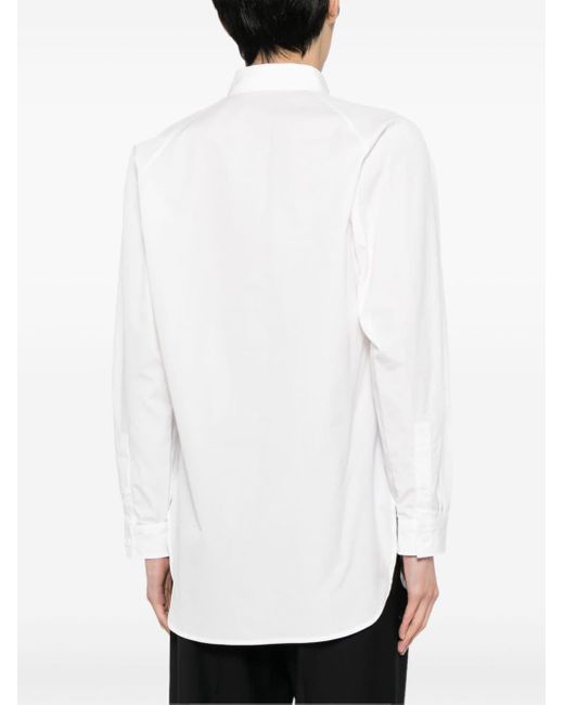 Yohji Yamamoto White Asymmetric-collar Cotton Shirt for men