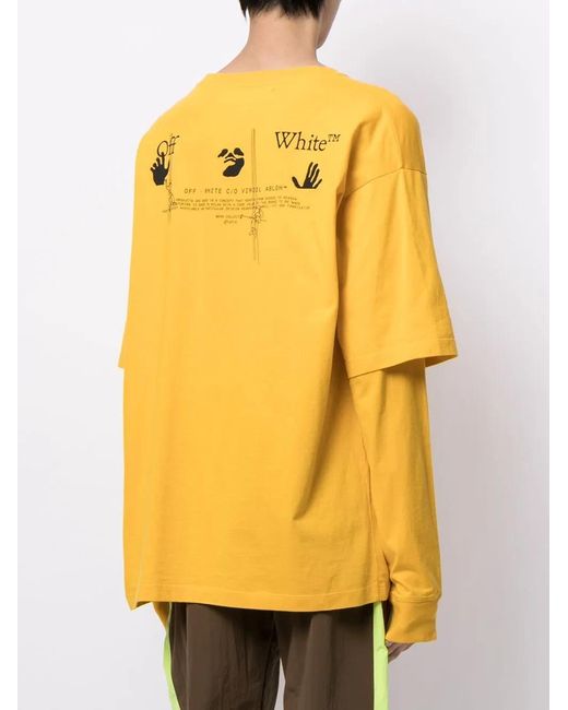Off-White c/o Virgil Abloh Yellow Arrows Motif Layered-Look T-Shirt for men