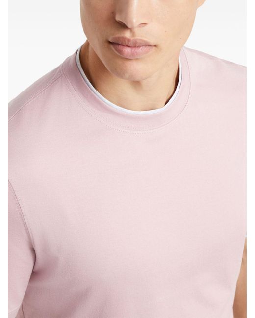Brunello Cucinelli Pink Double-layer Cotton T-shirt for men