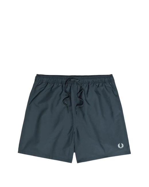 Fred Perry Blue Lauren Wreath-Embroidered Drawstring Swim Shorts for men