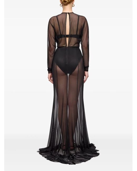 V:PM ATELIER Gray Langärmeliges Kosa Kleid mit Sheer-Effekt
