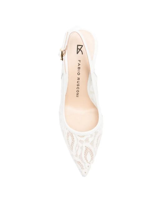 Fabio Rusconi White Lace Slingback Pumps