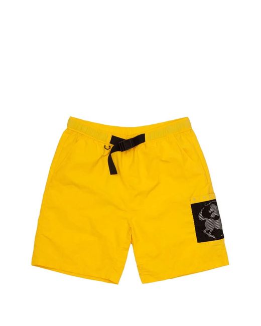 Sinclair Yellow Mesh-Pocket Belted Shorts for men