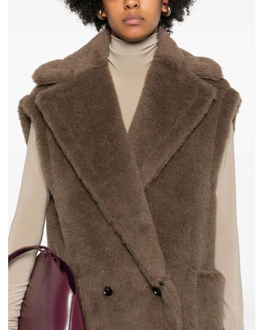 Max Mara Brown Alpaca And Wool Teddy Vest