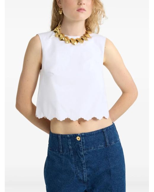 Patou White Poplin Crop Top