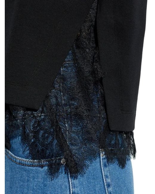 Munthe Black Rach Lace-Trim T-Shirt