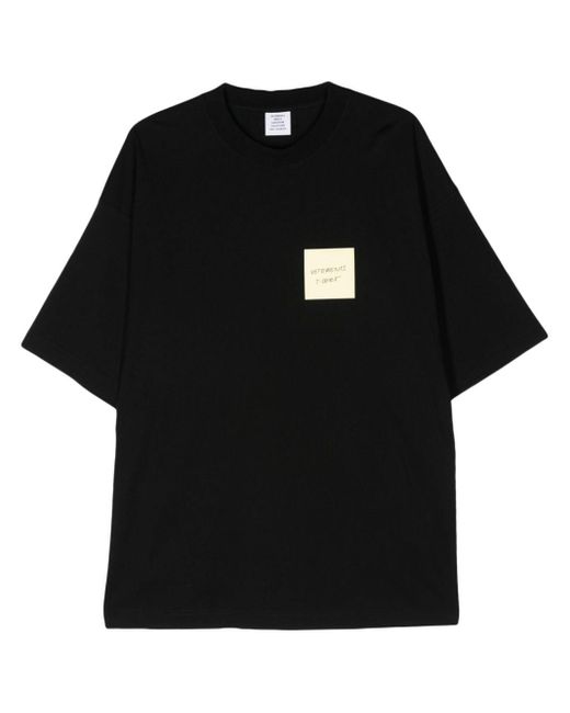 Vetements Black Graphic-Print Cotton T-Shirt for men