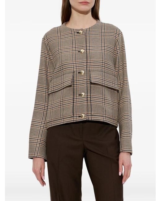 Paul Smith Brown Check-Pattern Buttoned Jacket