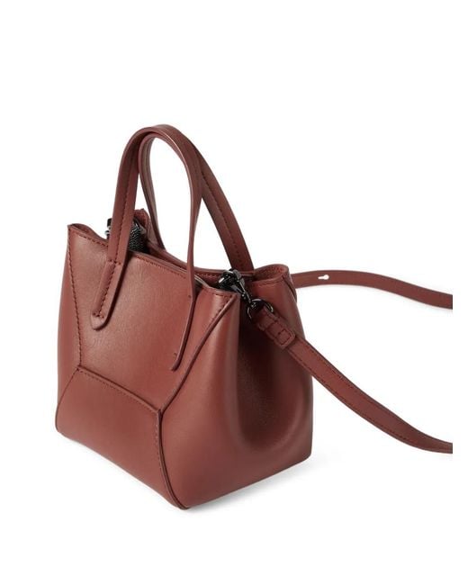 Brunello Cucinelli Pink Mini Bc Duo Monili-Detail Leather Tote Bag
