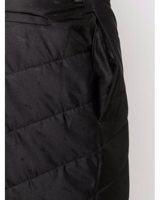 Fendi Black Quilted Knee-Length Shorts for men