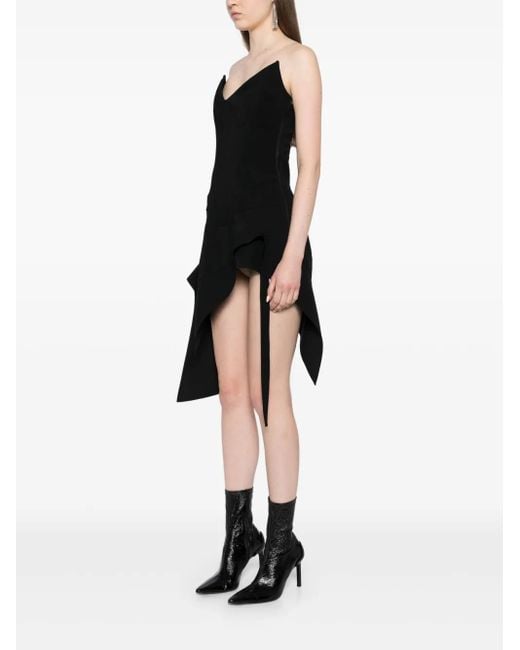 Mugler Black Asymmetric Bustier Dress