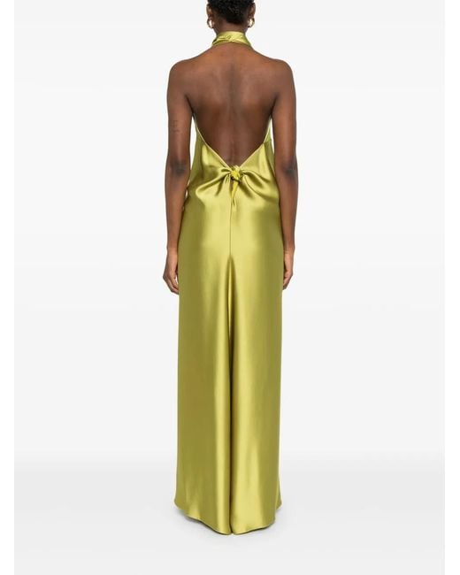 Blanca Vita Yellow Satin Maxi Dress